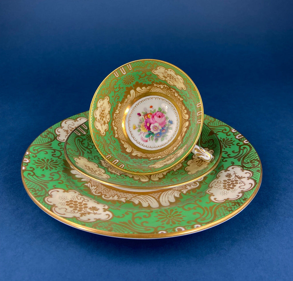 Staffordshire Green, Gold & Pink Tea Trio