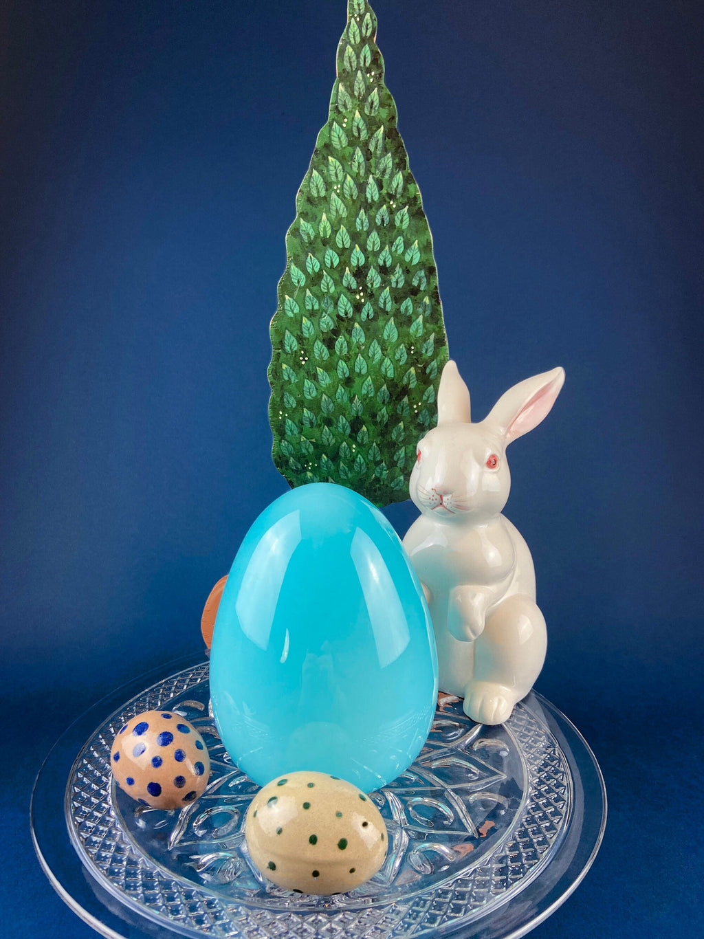 Opaline Blue Glass Egg, 6"