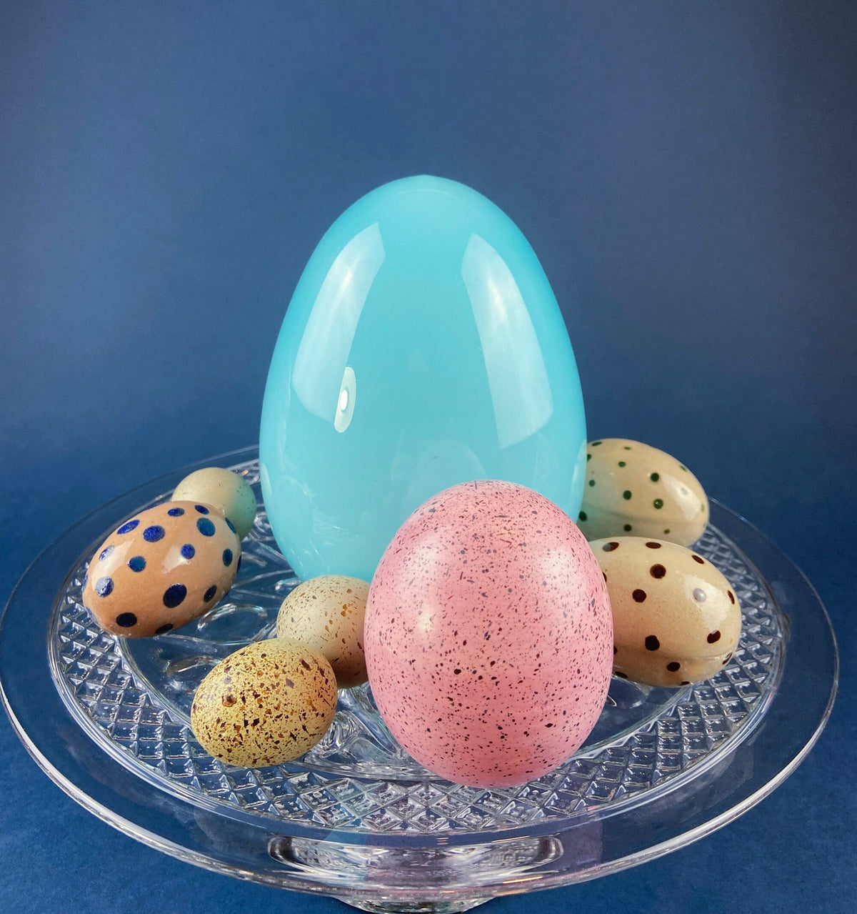 Opaline Blue Glass Egg, 6"