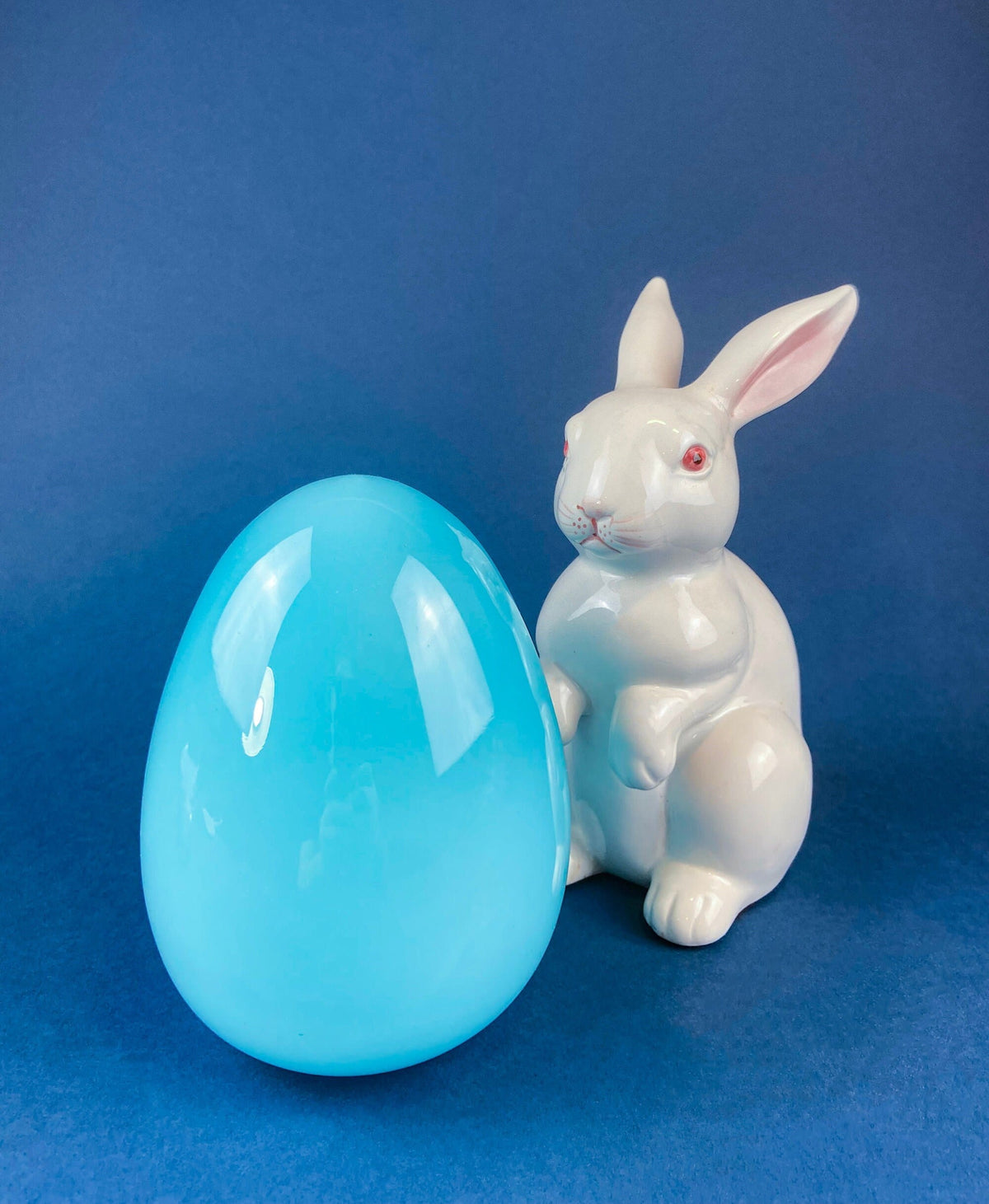 Opaline Blue Glass Egg, 6"