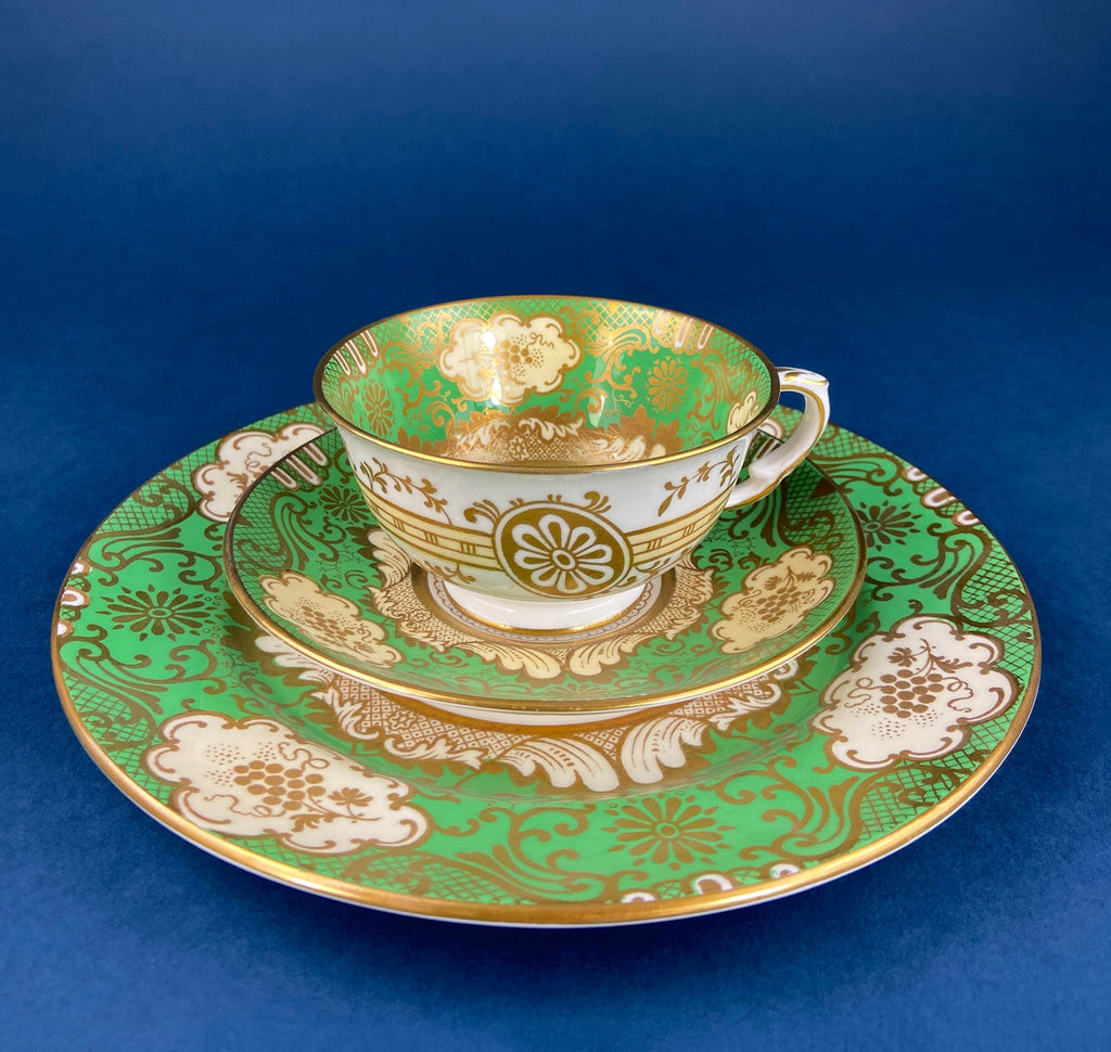 Staffordshire Green, Gold & Pink Tea Trio