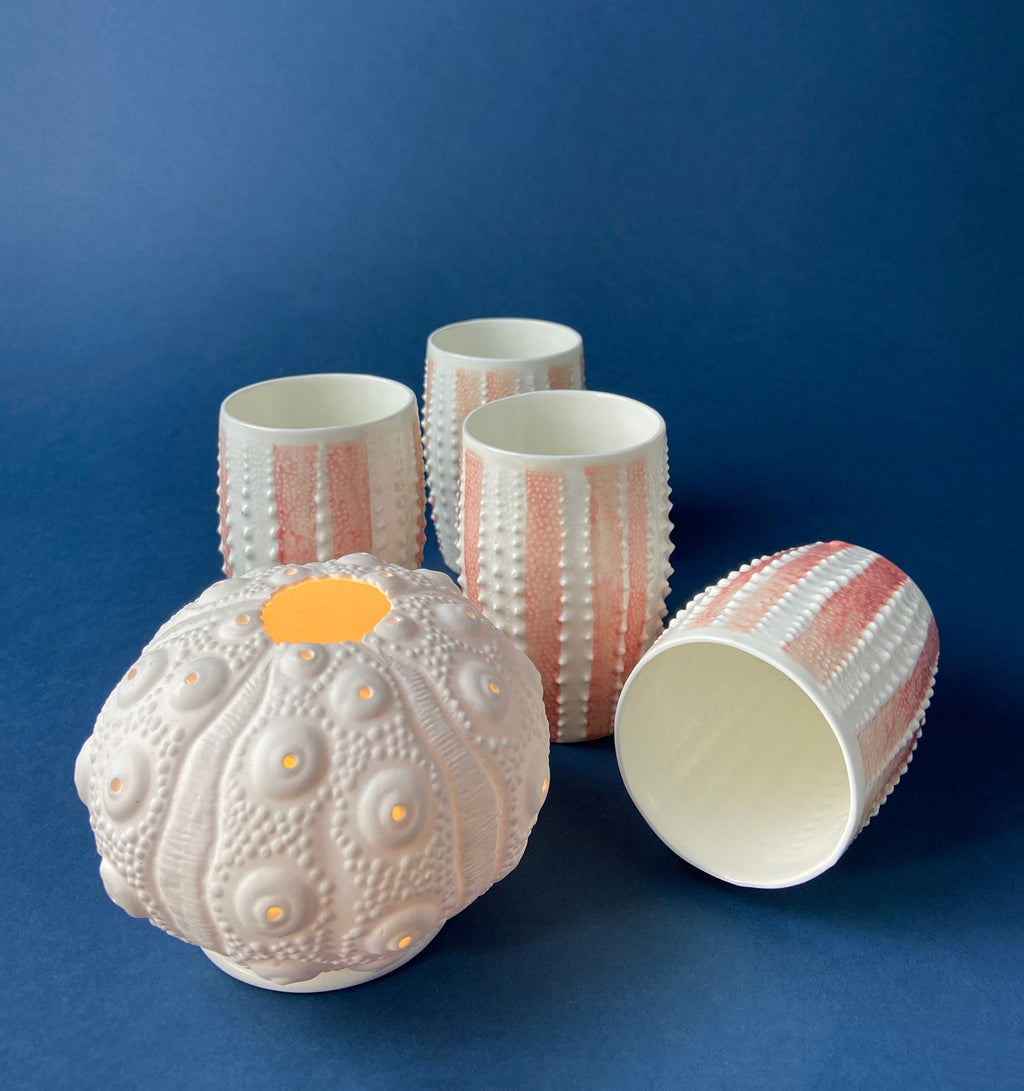 White Porcelain Spherical Bud Vases, Set of 3