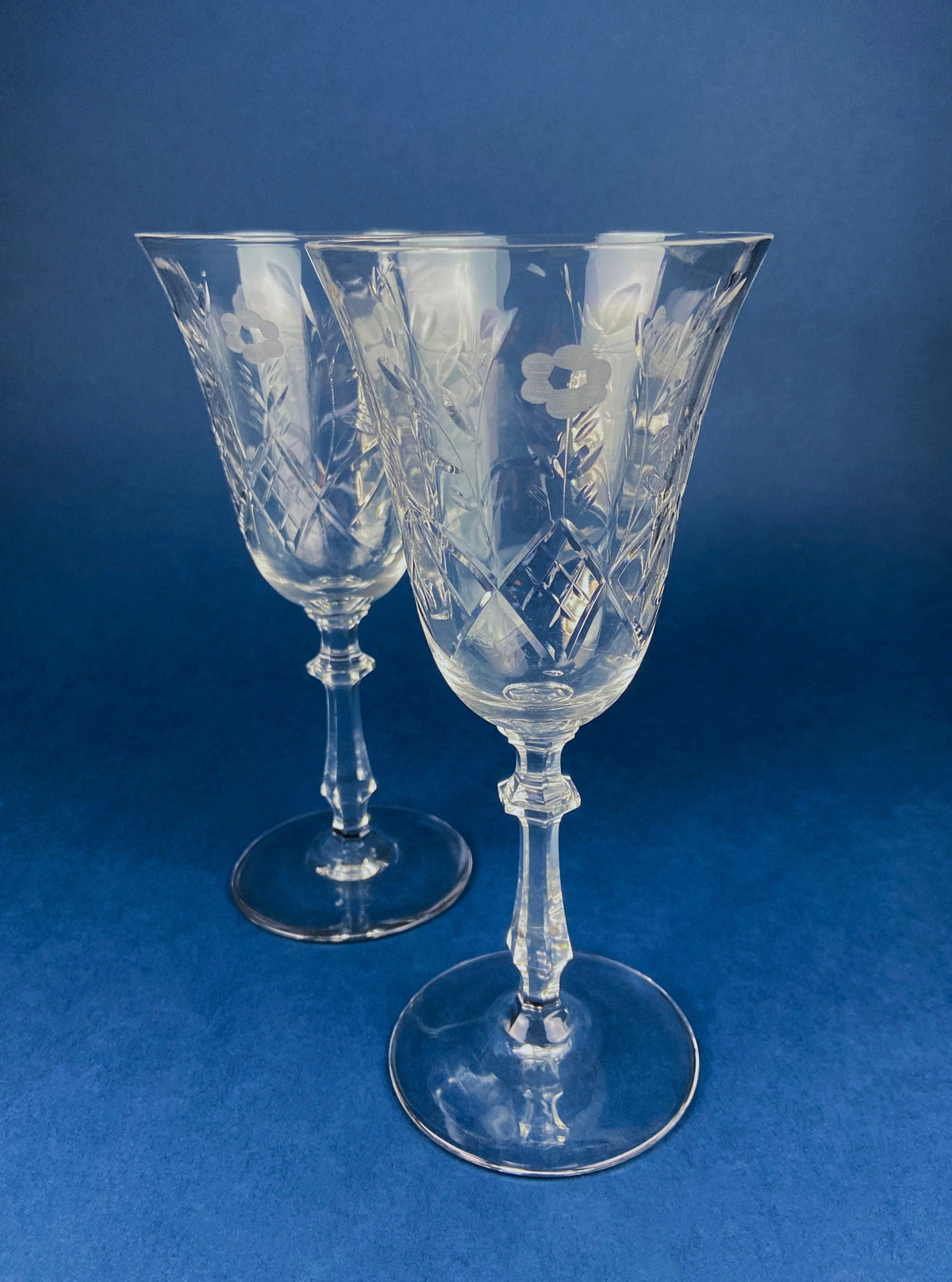 1940s Heisey Danish Princess Crystal Goblets, Set of 8