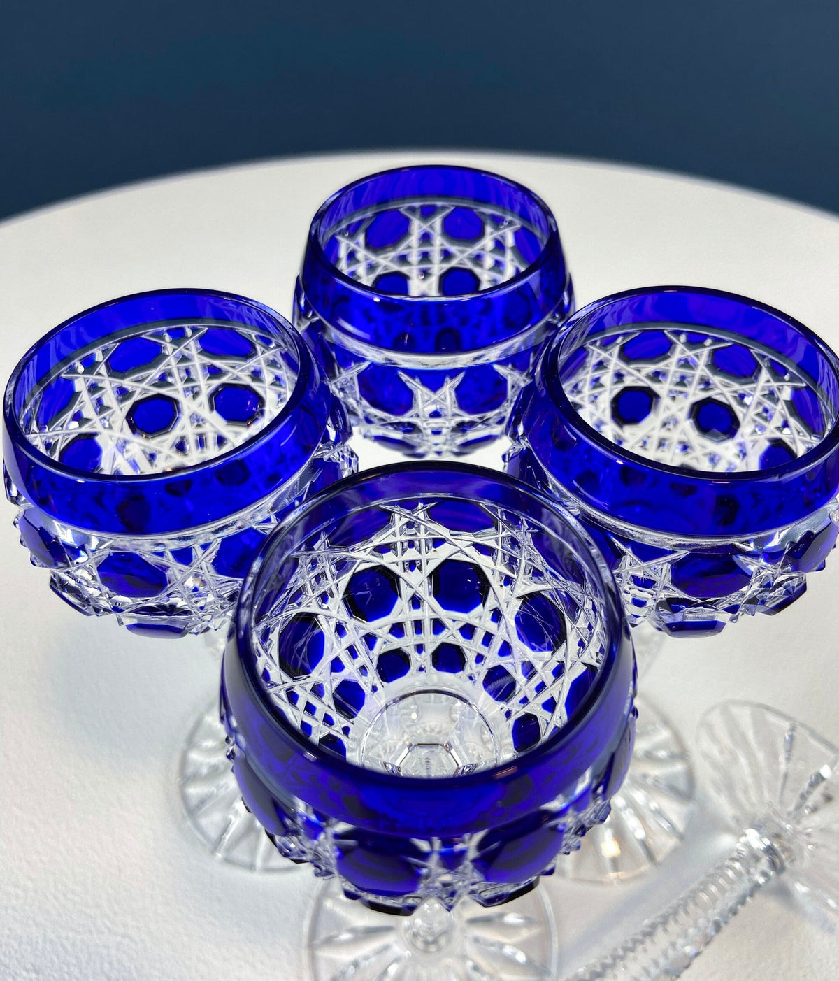 Bohemian Sapphire-to-Clear Cordial Glasses, Set of 5