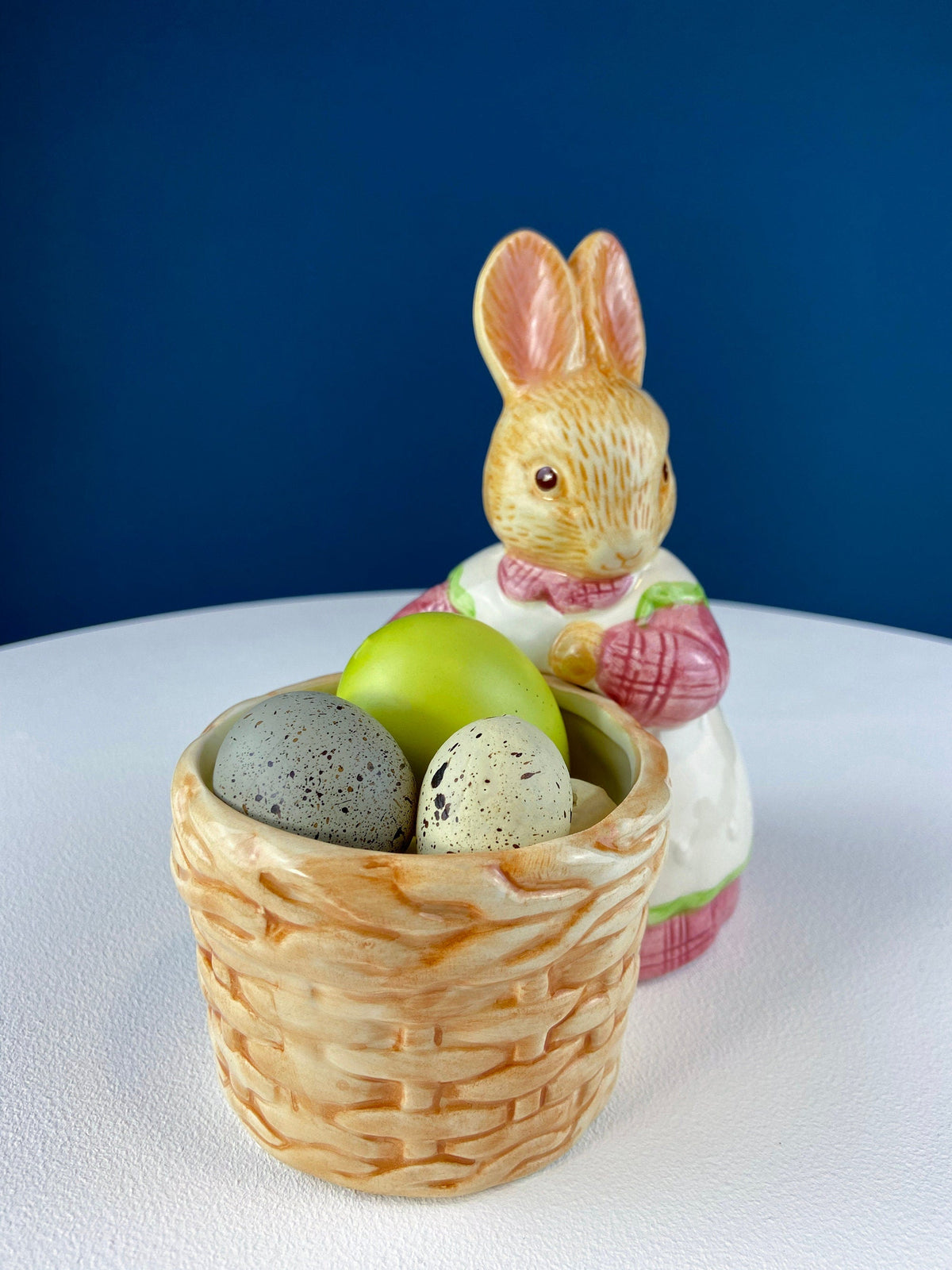 Hand-Painted Mother Bunny with Apron and Basket