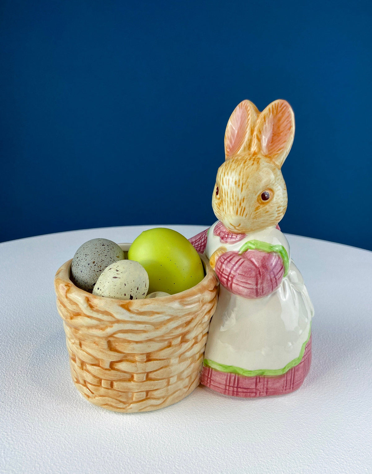 Hand-Painted Mother Bunny with Apron and Basket