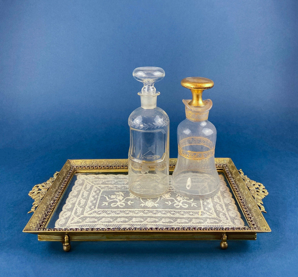 Gilded Floral Vanity Mirror Tray