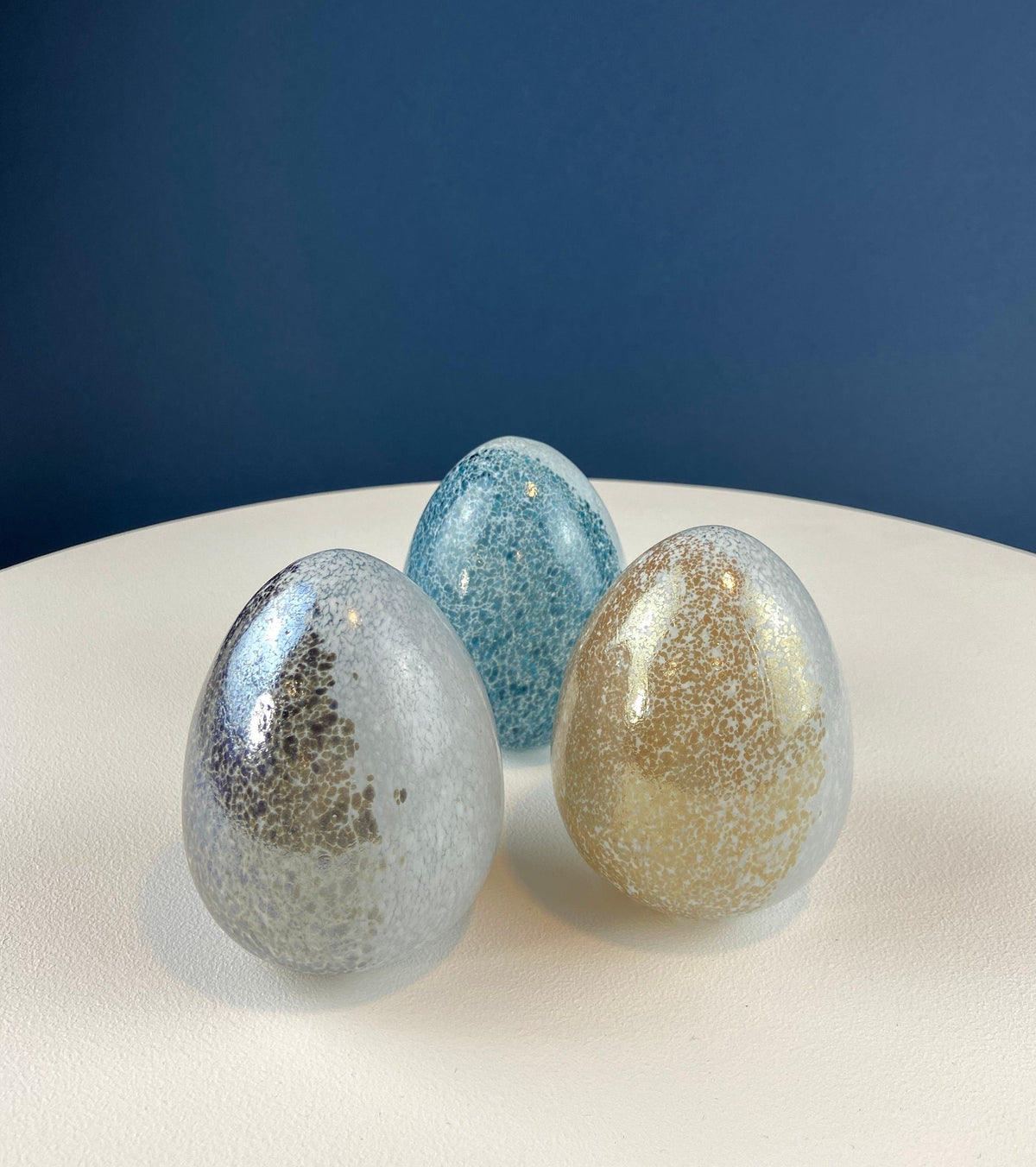 Opaline Blue Glass Egg, 6"