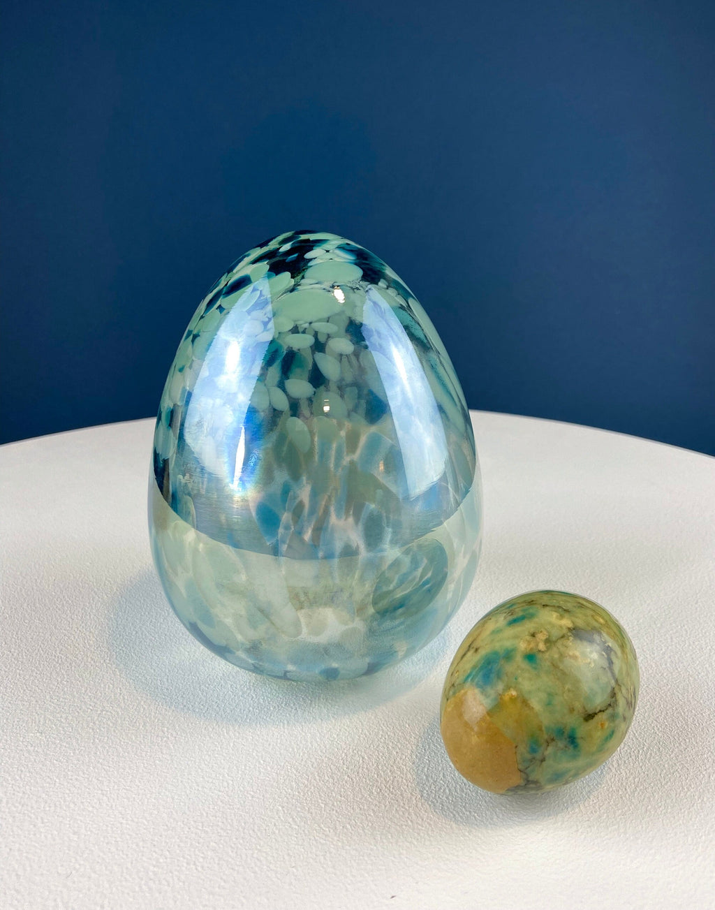 Opaline Blue Glass Egg, 6"