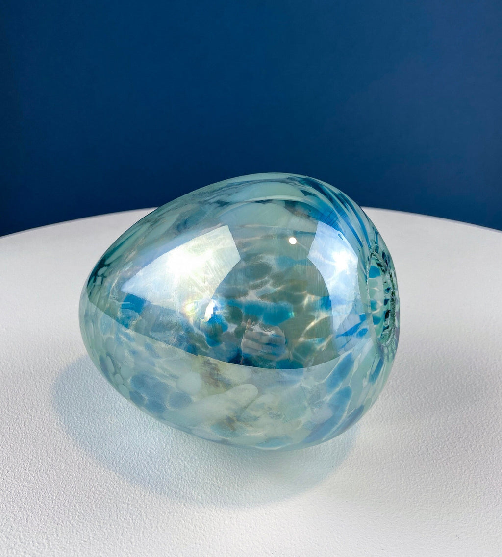 Opaline Blue Glass Egg, 6"