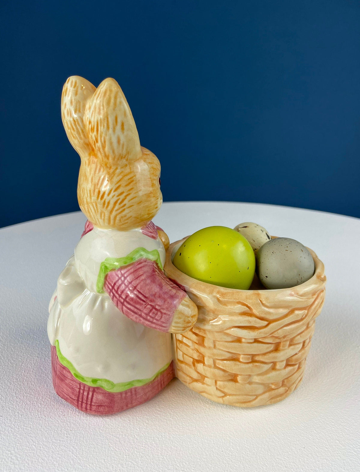 Hand-Painted Mother Bunny with Apron and Basket