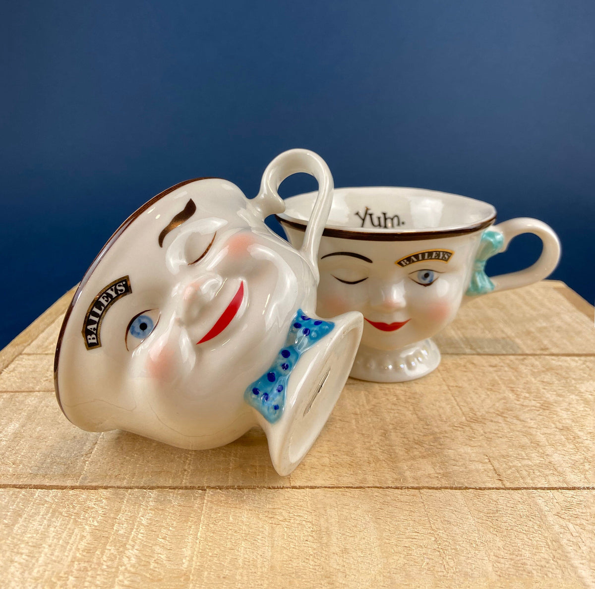 Bailey's Winking Face Creamer with Blue Bow