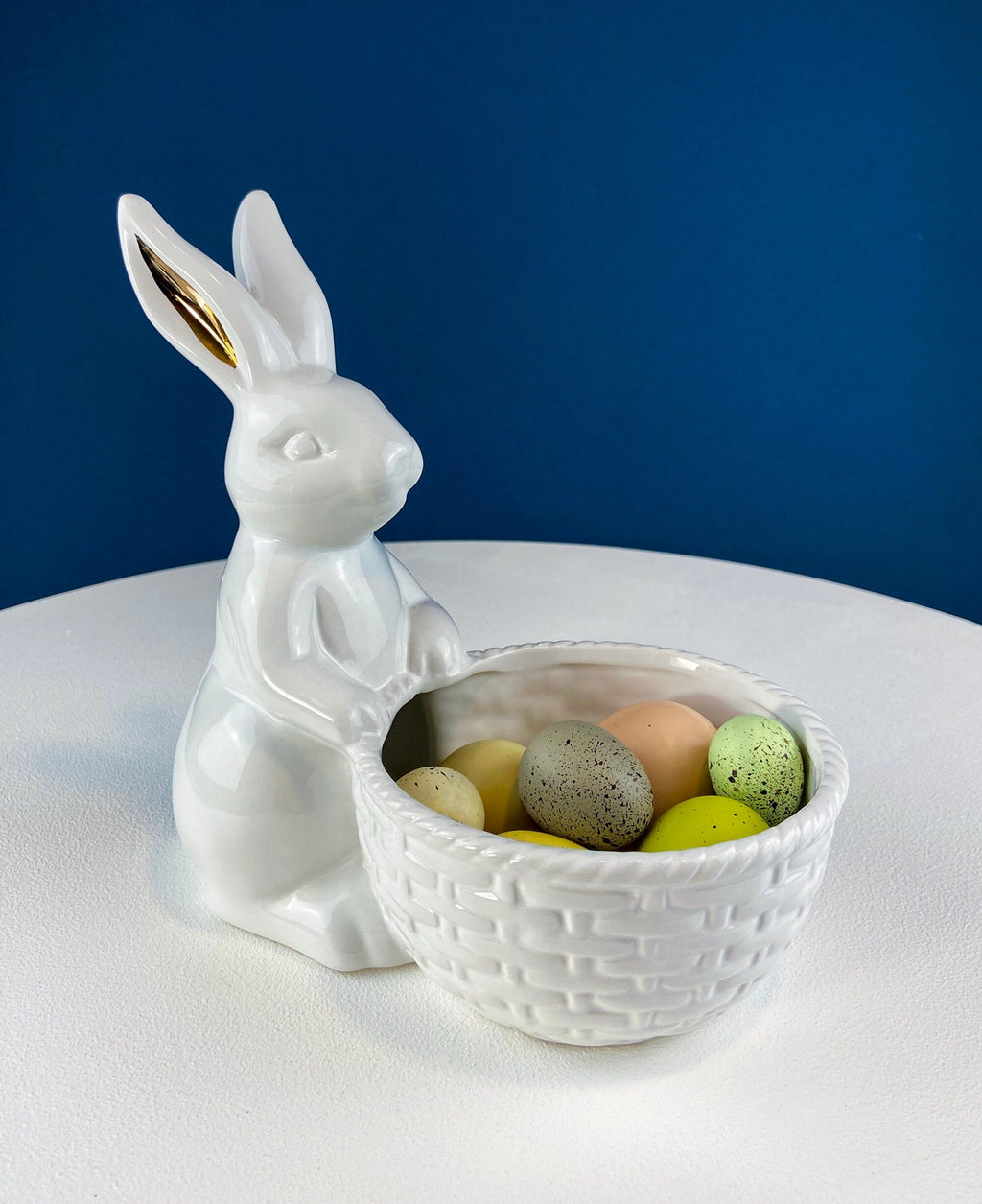 White Porcelain Climbing Bunnies Cupcake Stand