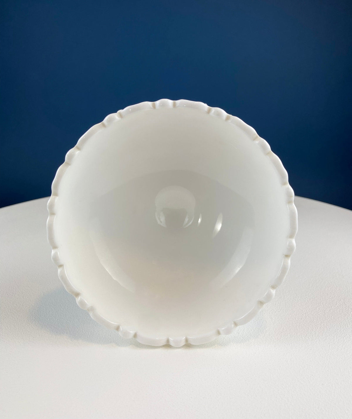 Milk Glass Footed Bowl with 3D Roses