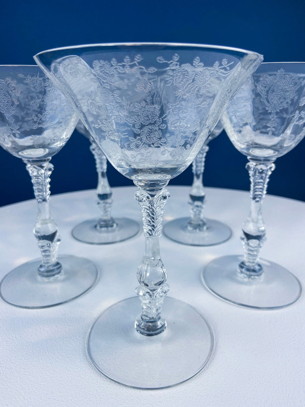 Cambridge Rose Point Champagne Glasses, Set of 5