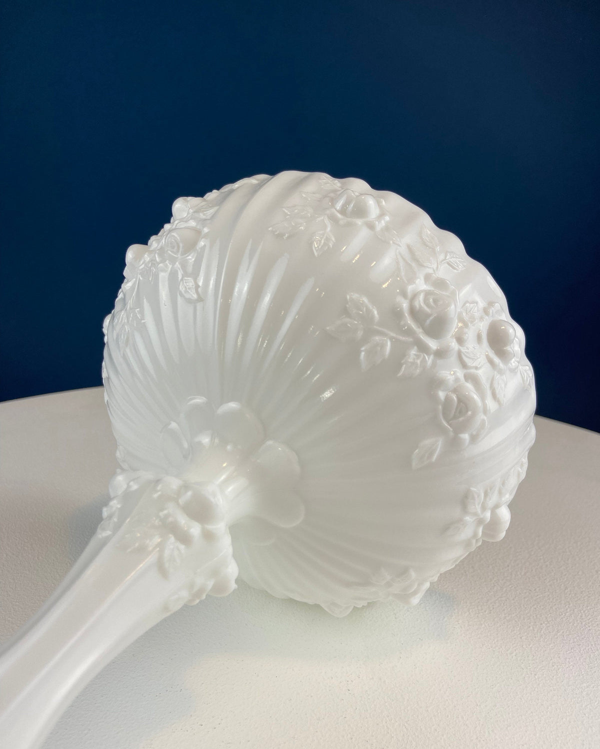 Milk Glass Footed Bowl with 3D Roses