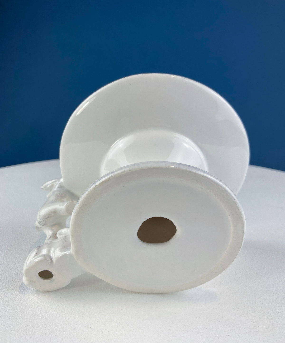 White Porcelain Climbing Bunnies Cupcake Stand