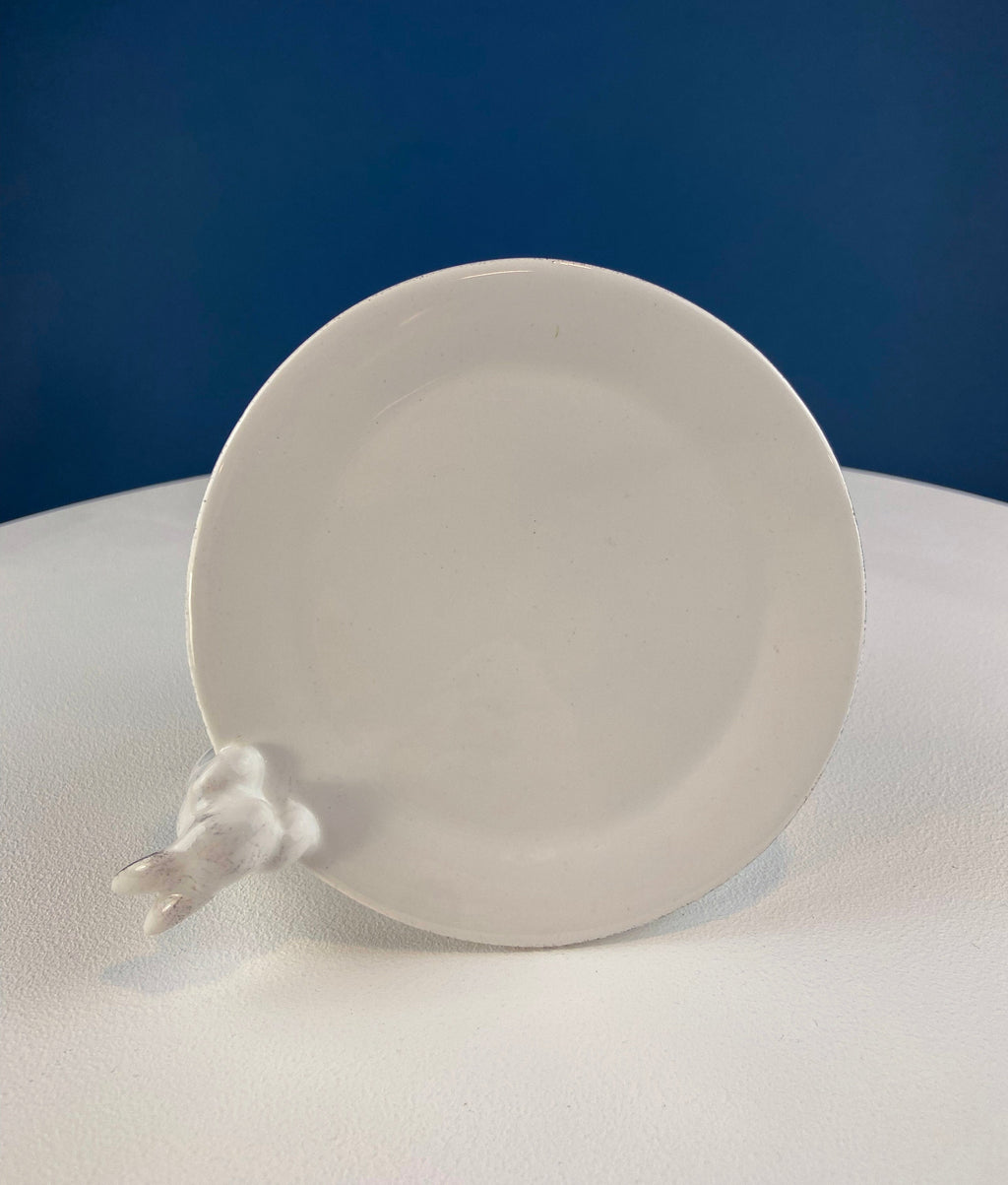 White Porcelain Climbing Bunnies Cupcake Stand
