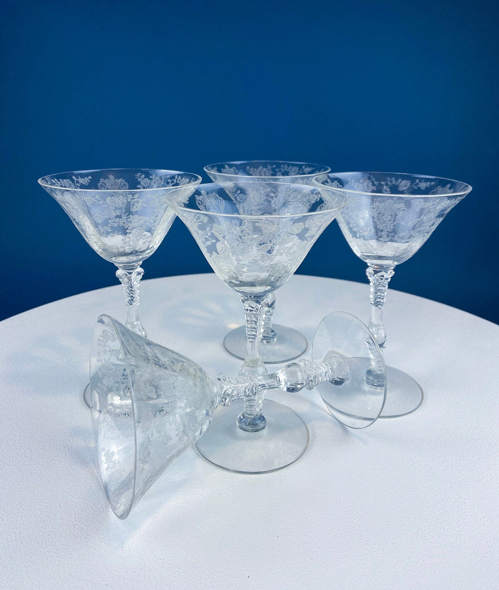 Cambridge Rose Point Champagne Glasses, Set of 5