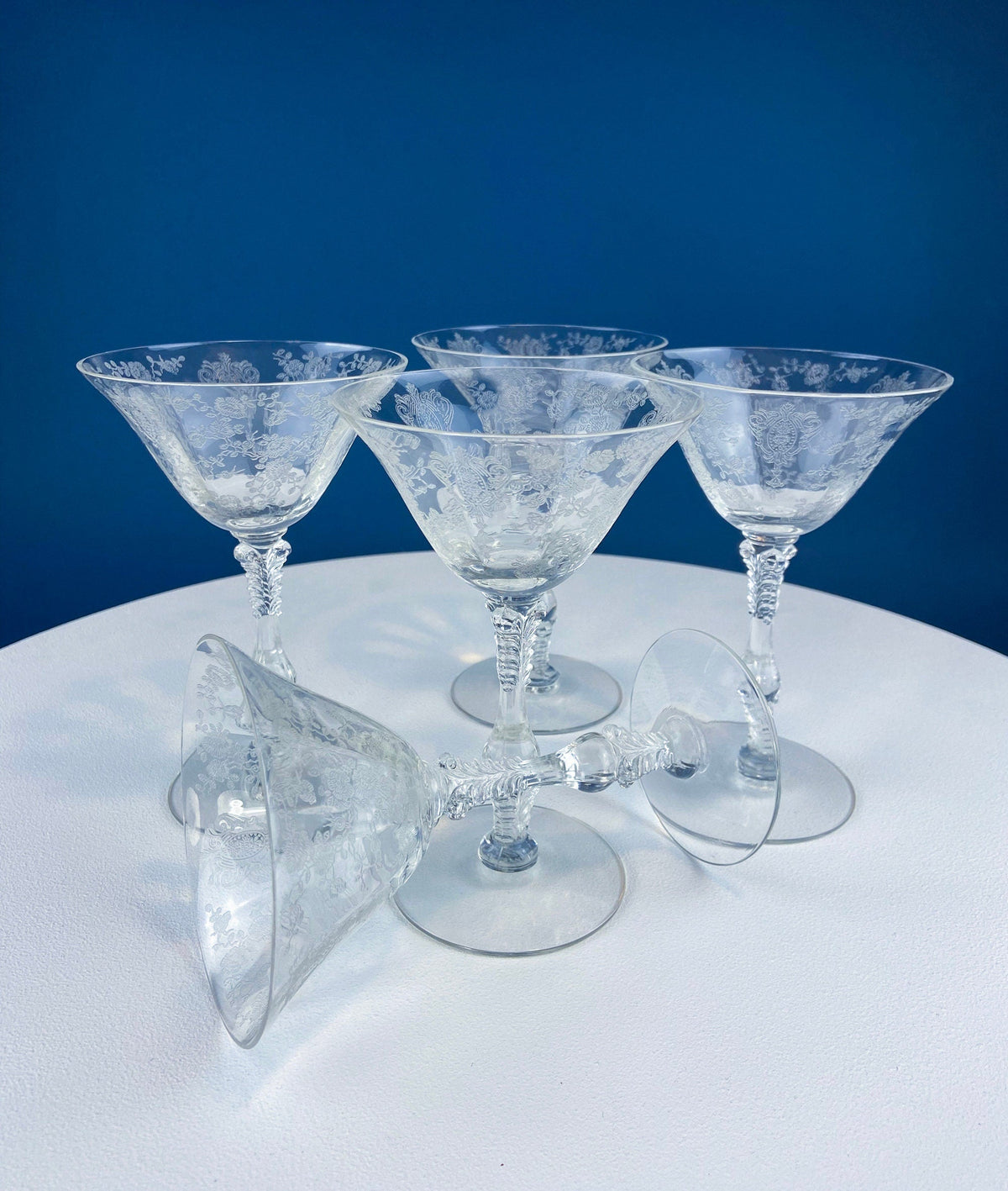 Cambridge Rose Point Champagne Glasses, Set of 5