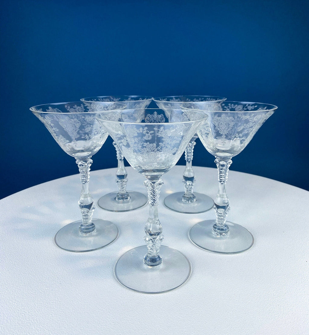 Cambridge Rose Point Champagne Glasses, Set of 5