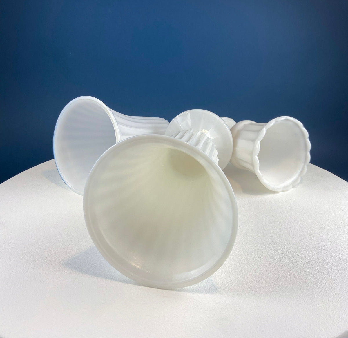 Fluted Milk Glass Vases, Set of 3