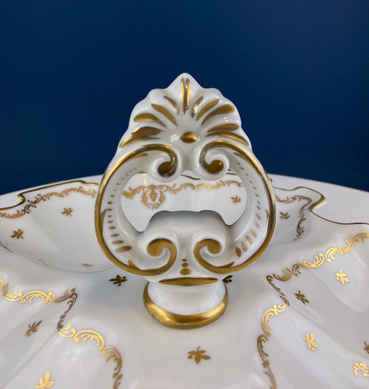 Limoges Gold Floral Divided Serving Bowl