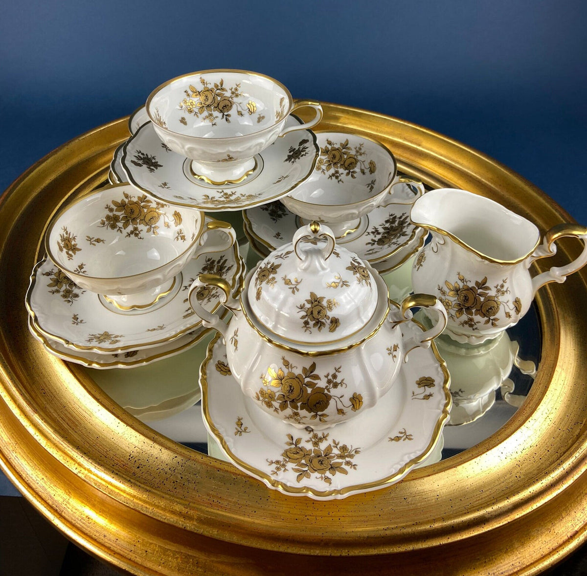 Limoges Gold Floral Divided Serving Bowl