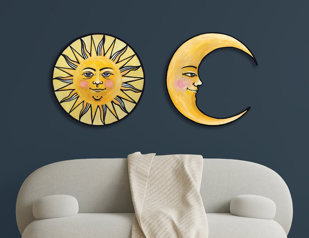 Smiling Sun and Moon Wall Art Set, 20"