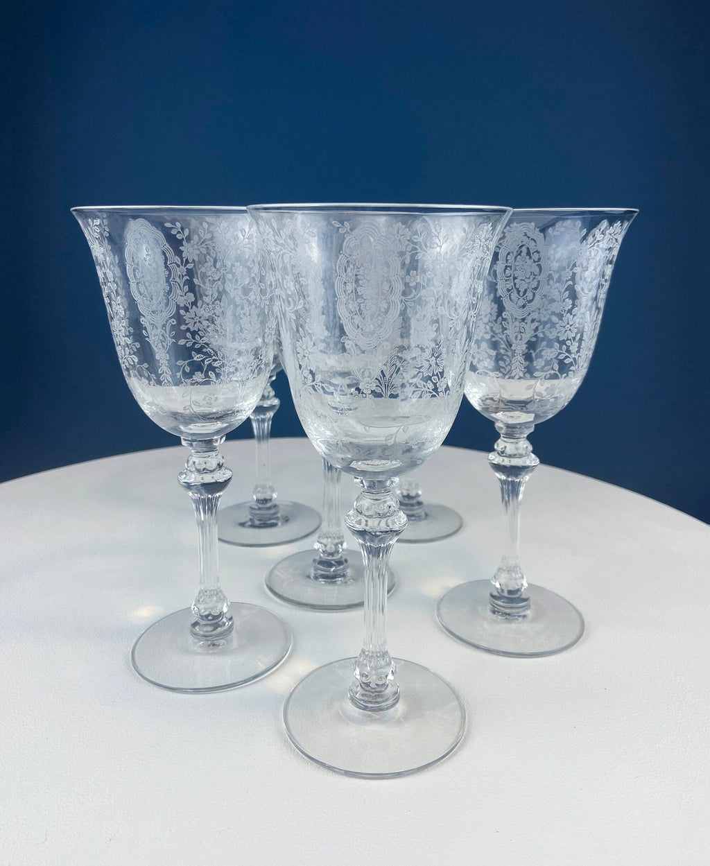 Tiffin Franciscan June Night Etched Wine Goblets, Set of 6