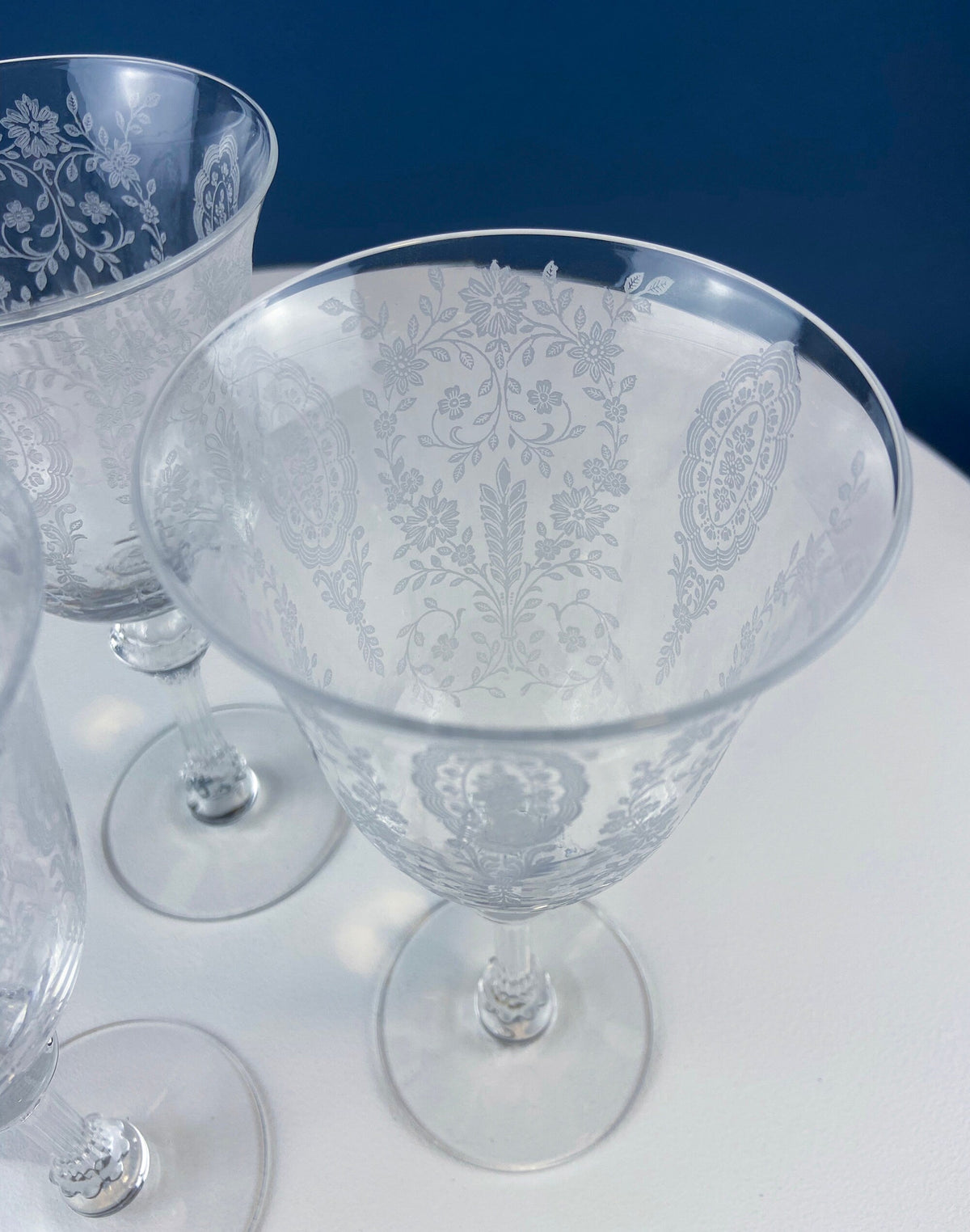 Tiffin Franciscan June Night Etched Wine Goblets, Set of 6