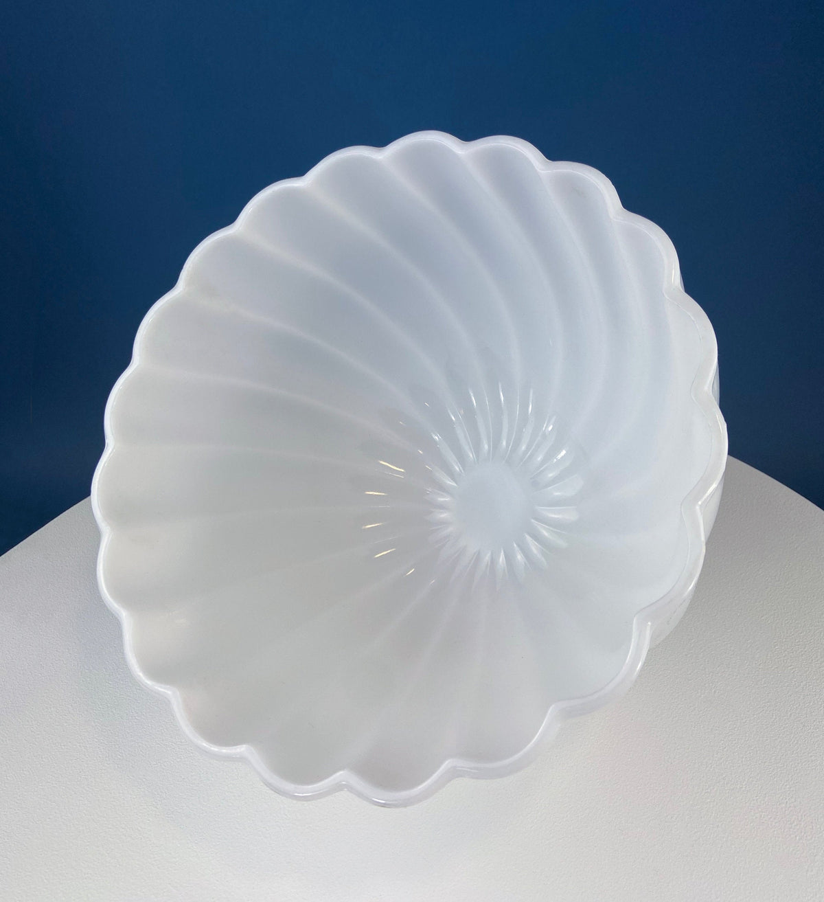 Extra-Large Shell Milk Glass Salad Bowl