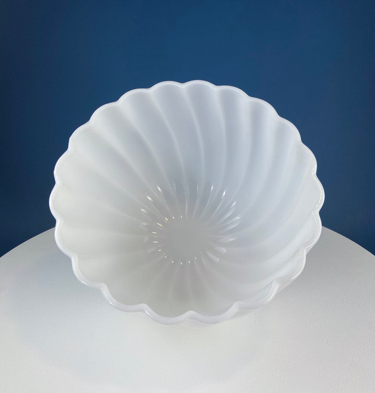 Extra-Large Shell Milk Glass Salad Bowl