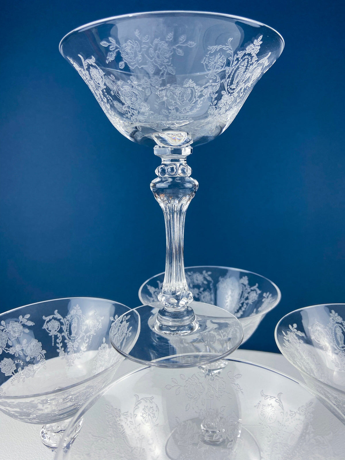 Tiffin Franciscan Cherokee Rose Champagne Glasses, Set of 8