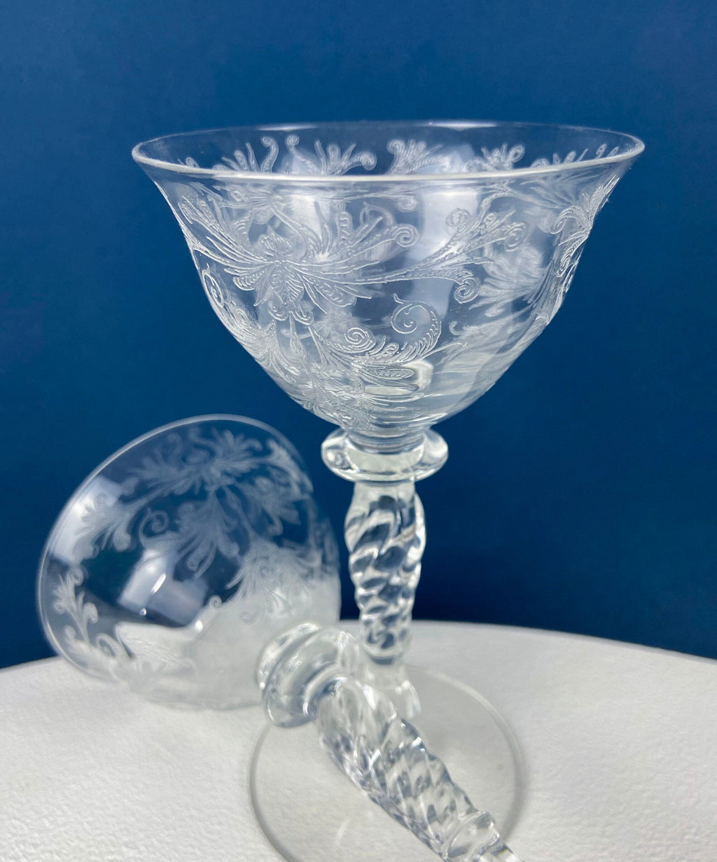 1930s Tiffin Franciscan Byzantine Sweet Wine Glasses, Set of 4