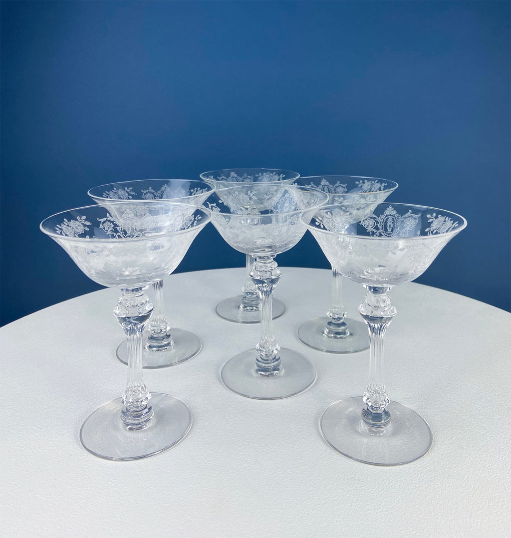 Tiffin Franciscan Cherokee Rose Cocktail Glasses, Set of 6