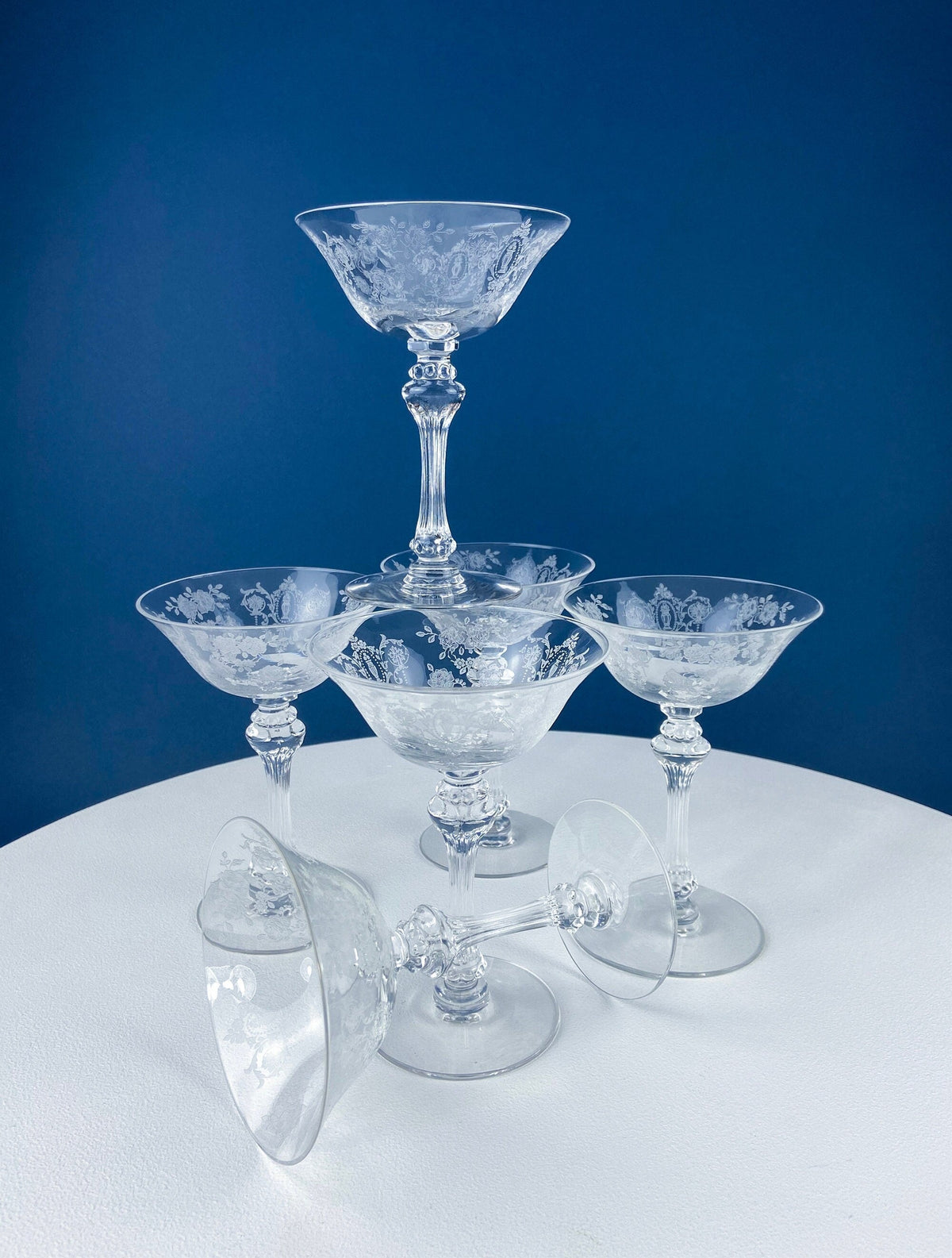 Tiffin Franciscan Cherokee Rose Champagne Glasses, Set of 8