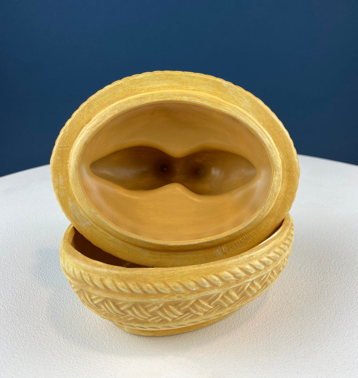 Ceramic Lovebirds on Nest Covered Dish