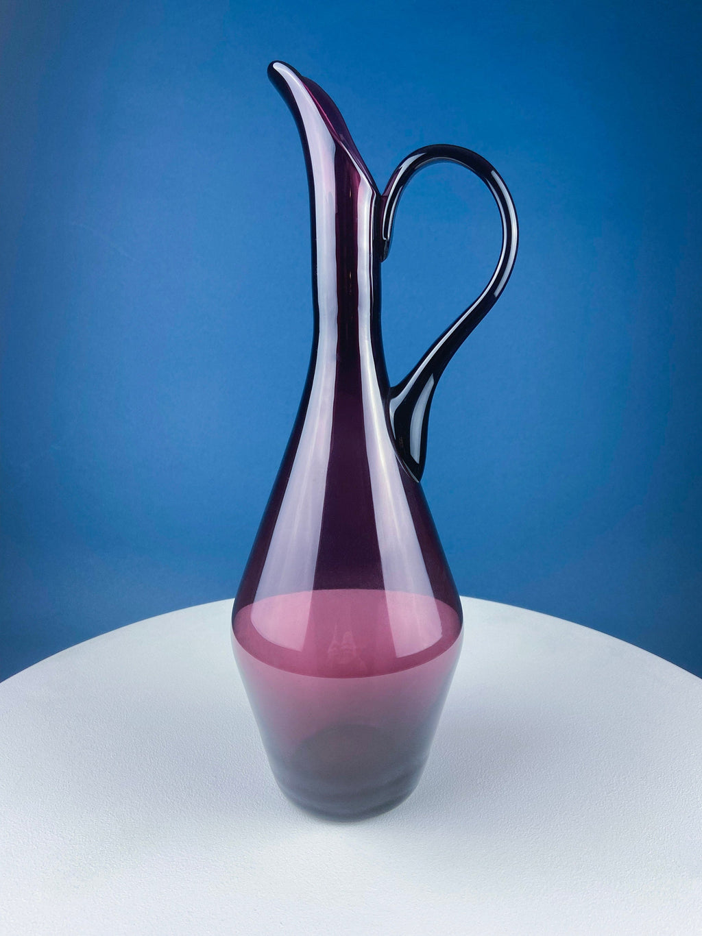Sky Blue Hand-Blown Curvilinear Glass Vase