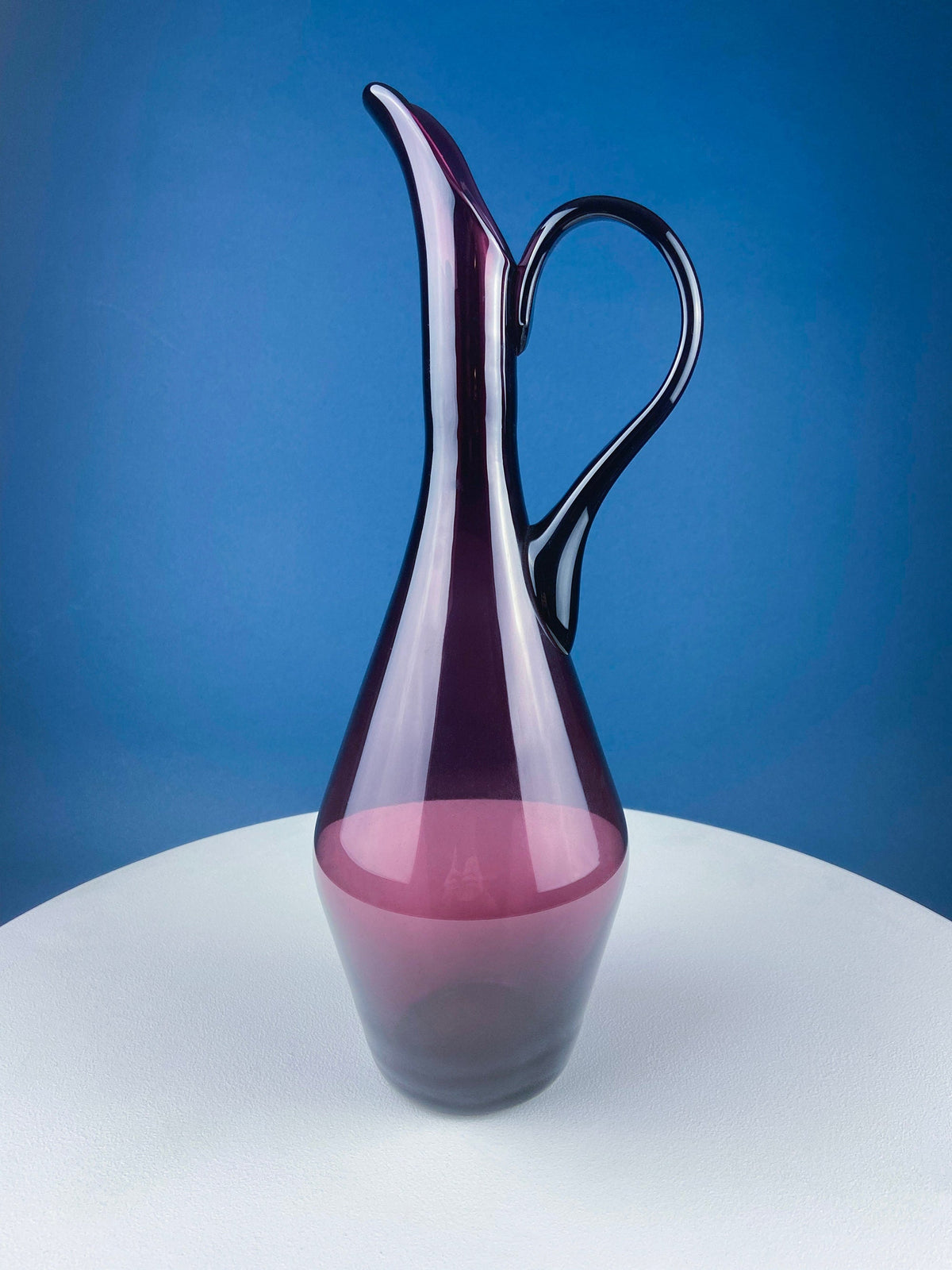 Sky Blue Hand-Blown Curvilinear Glass Vase