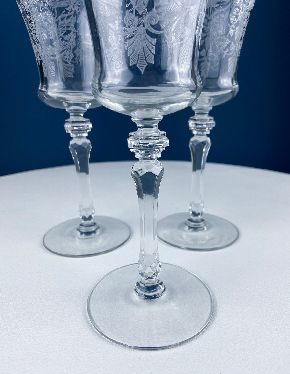 Tiffin Franciscan Mayfield Etched Poppy Goblets, Set of 7