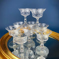 Cambridge Chantilly Etched Champagne Glasses, Set of 9