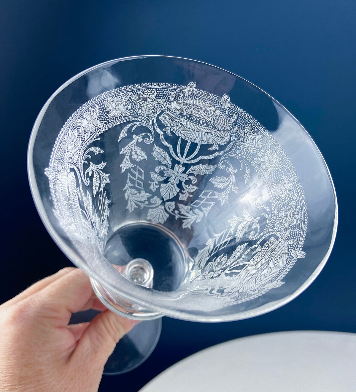 Tiffin Franciscan Mayfield Etched Poppy Goblets, Set of 7