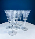 Tiffin Franciscan Mayfield Etched Poppy Goblets, Set of 7