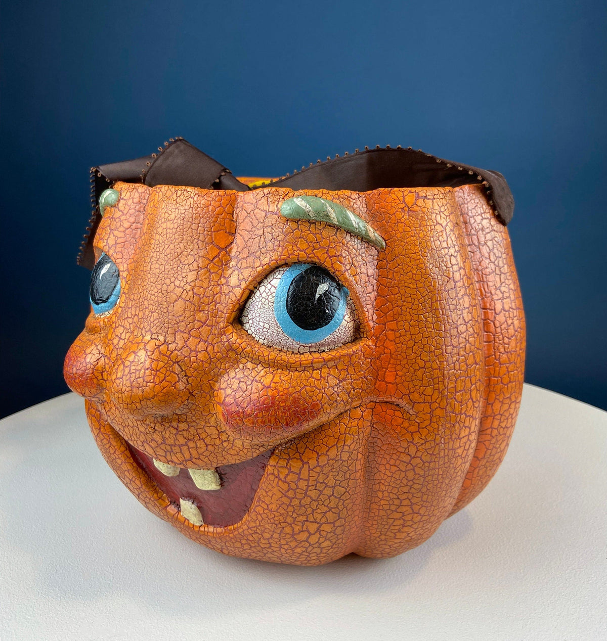 Papier Mache Jack-O-Lantern Basket