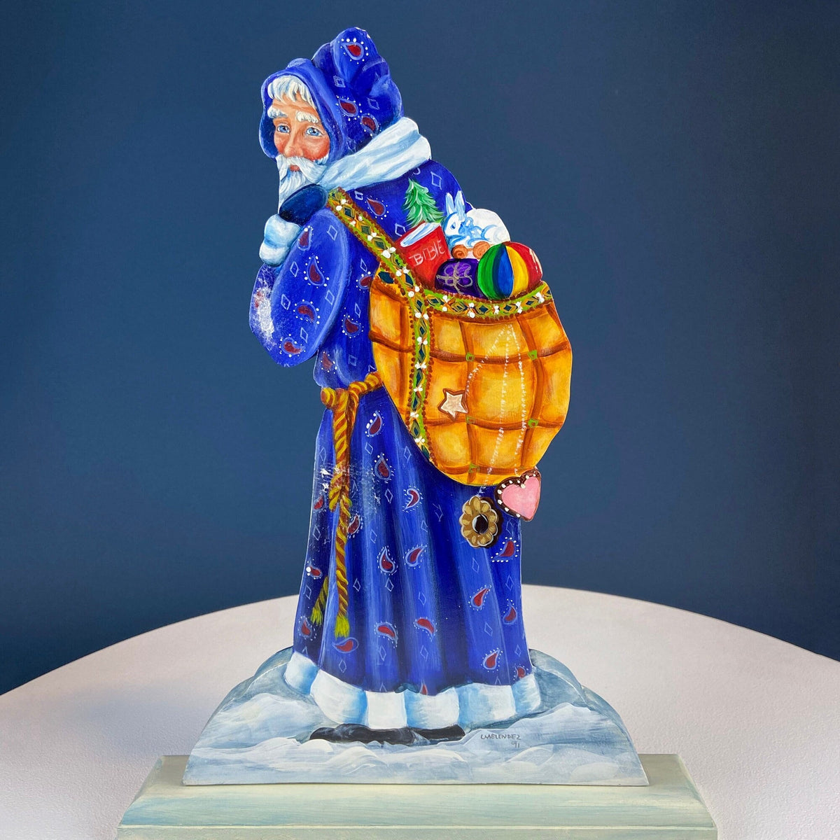 Hand-Painted Wooden Belsnickel Santas, Pair