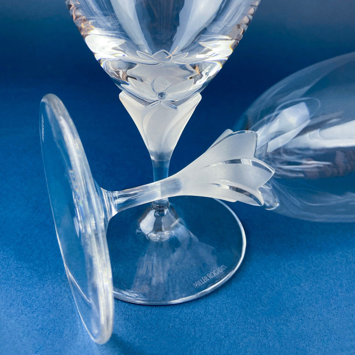 Rogaska Laura Crystal Goblets with Frosted Flower Stems, Set of 6