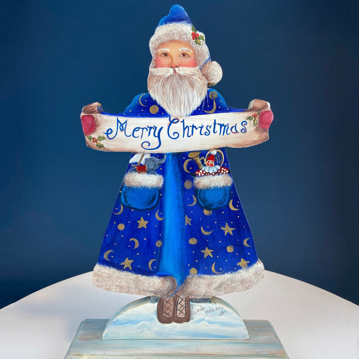 Hand-Painted Wooden Belsnickel Santas, Pair