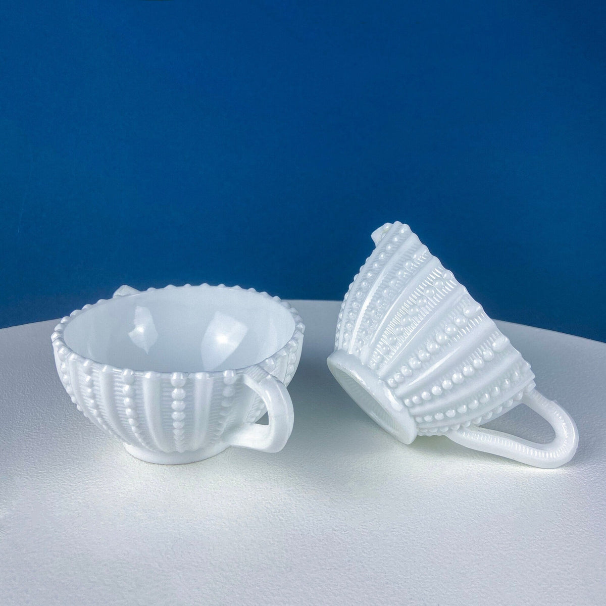Milk Glass Sea Urchin Creamer & Sugar