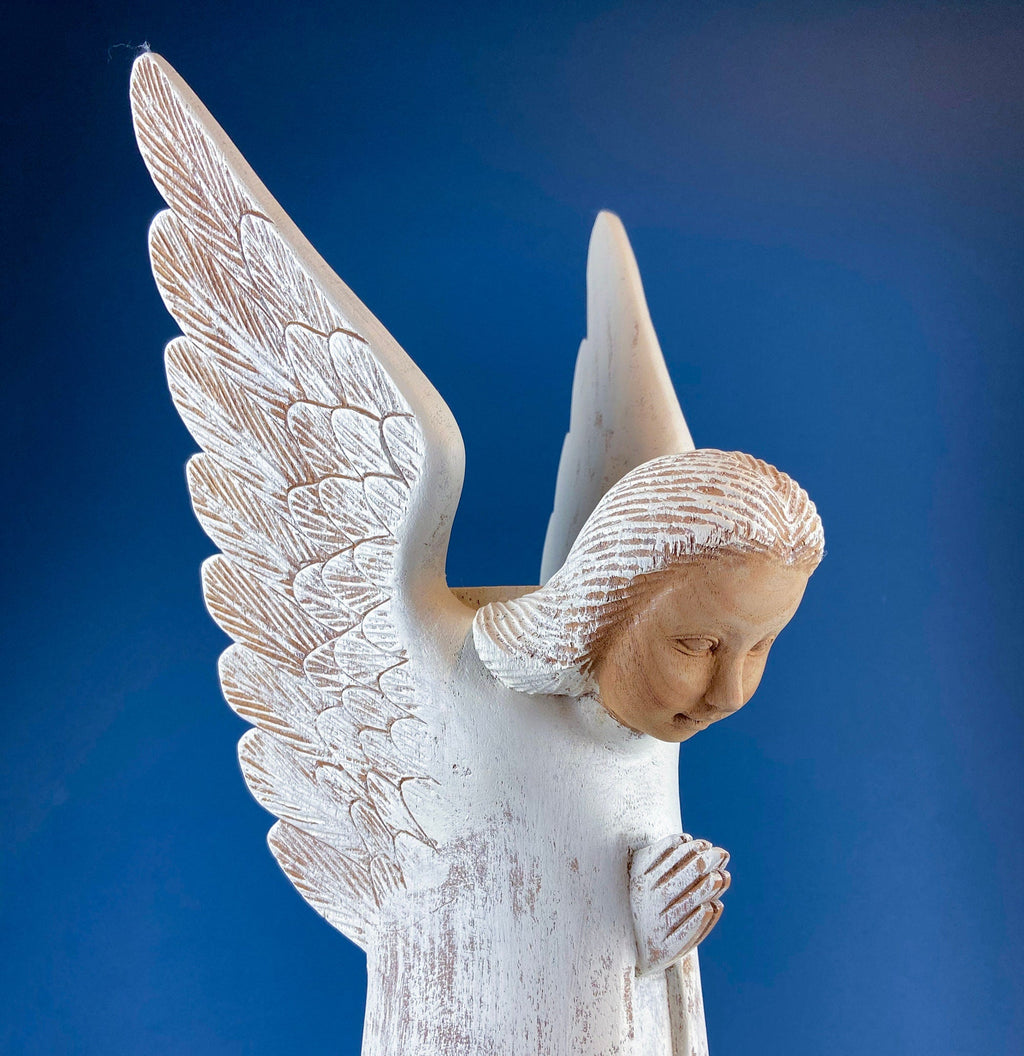 Hand-Carved Wooden Praying Angel, Limited Edition #15